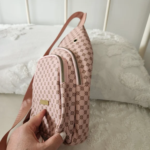 Pink And Brown Patterned Crossbody Sling Bag - Picture 2 of 6